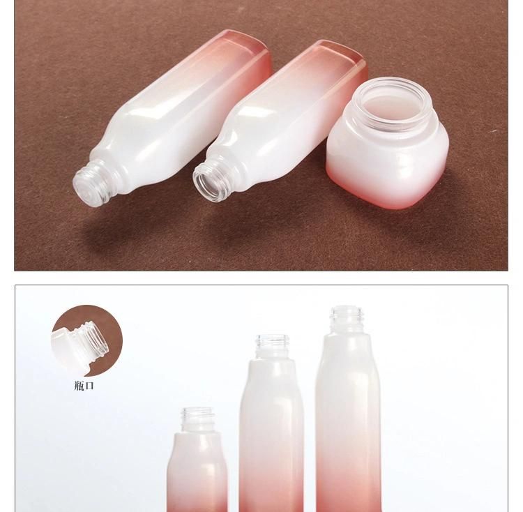 2019 Cosmetics Wood Grain Capping Bottles Lotion Fine Mist Spray Set Glass Bottle