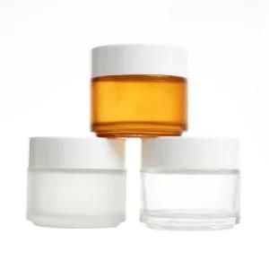 100g Empty Refillable Frosted Glass Cosmetic Cream Jar Bottle Skincare Containe