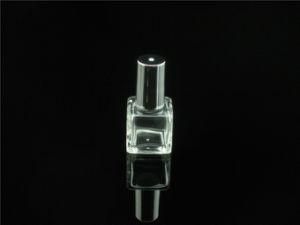 7ml Square Glass Nail Polish Bottle with Silver Top and Brush