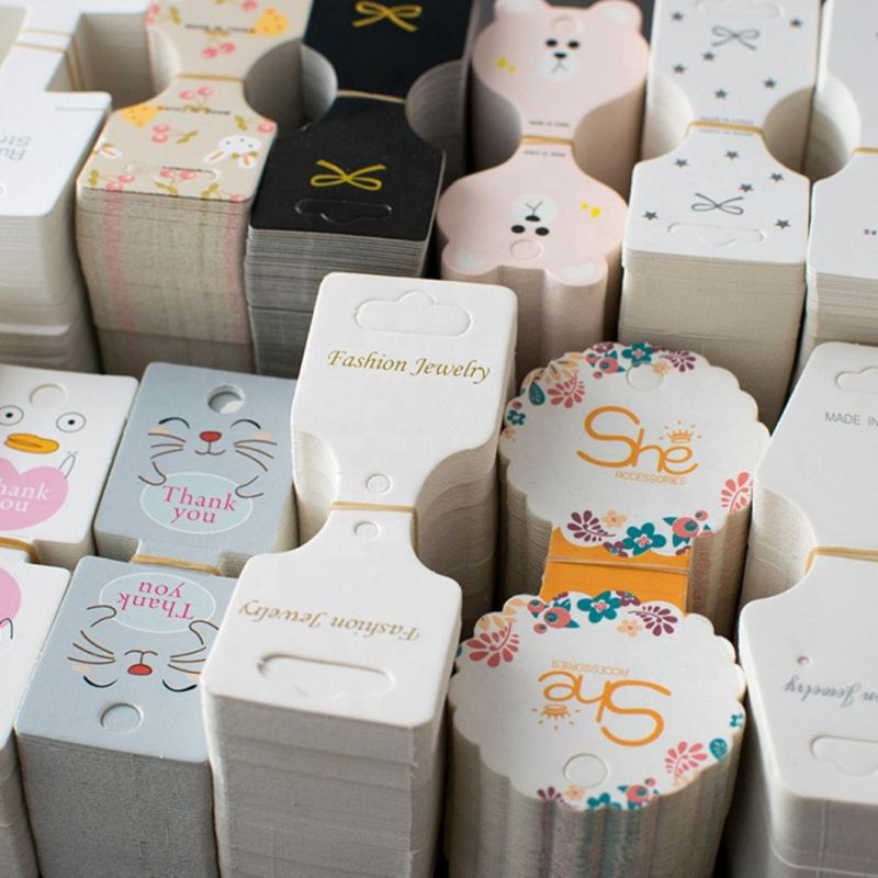 Custom Eco-Friendly Brand Name Logo Cardboard Kraft Paper Swing Tags for Bag