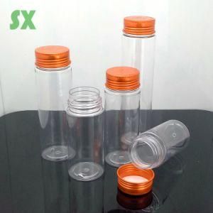 Pet Food Tea Candy Plastic Can Jar with Orange Metal Screw Cap