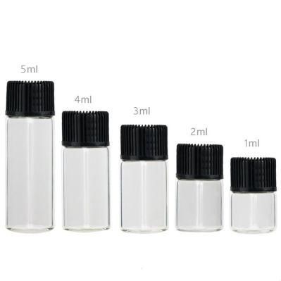 1ml Empty Clear Mini Glass Essential Oil Bottle 2cc Transparent Samples Vials Orifice Reducer Cap Small Cosmetic Containers