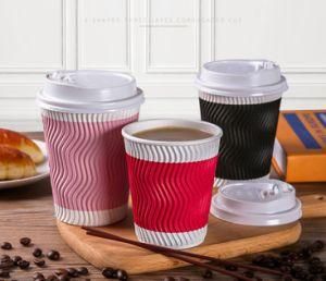 Eco Friendly 8oz Ripple Paper Cup Coffee Paper Cups with Lid