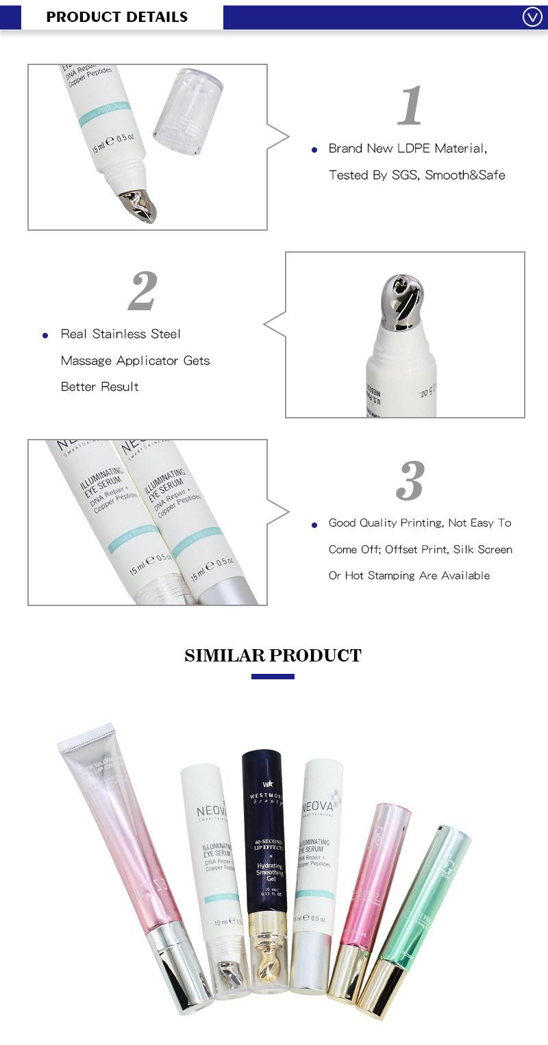 Custom Made Plastic LDPE White 15ml Cosmetic Massage Tube for Eye Serum