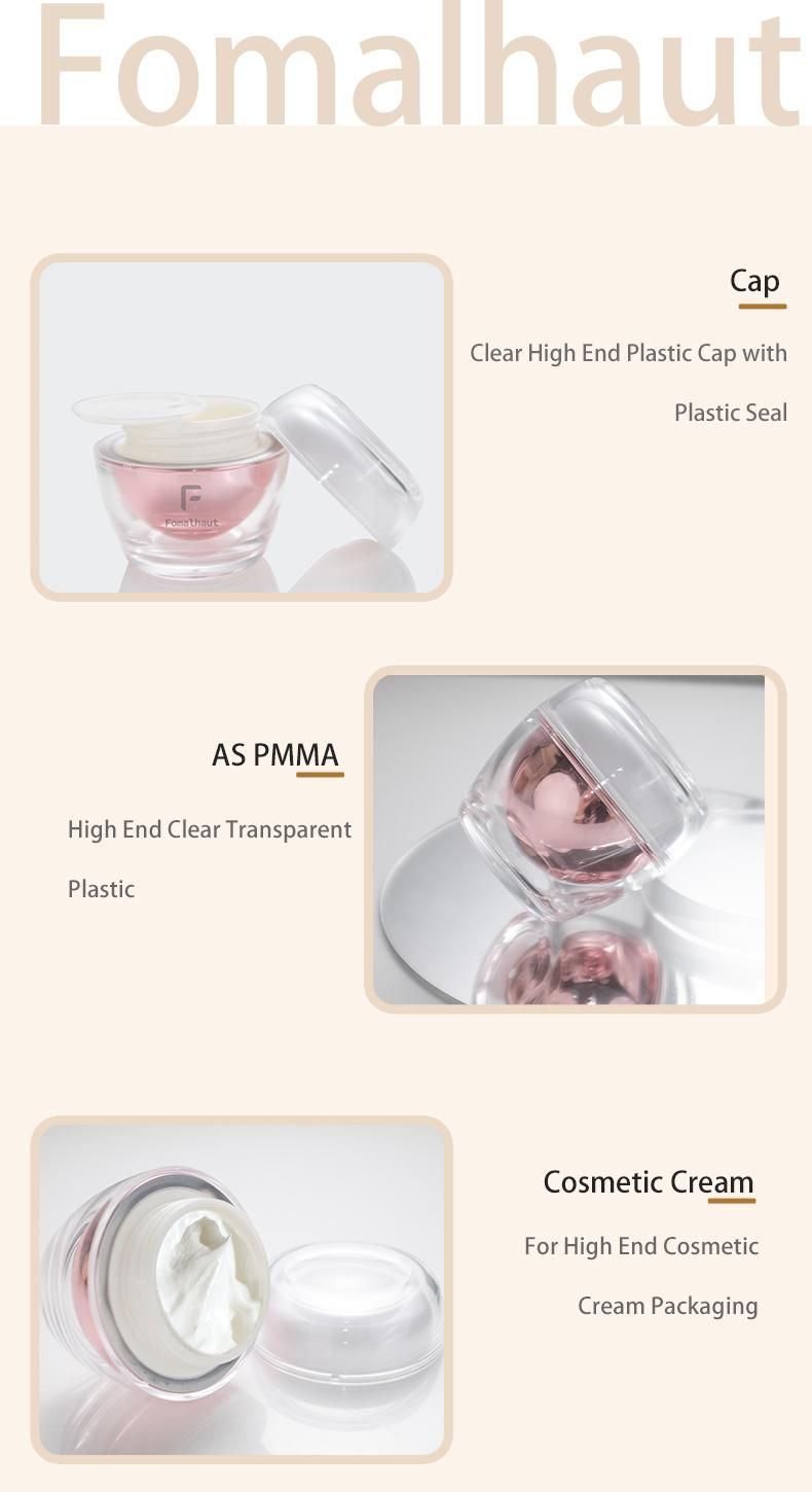 Fomalhaut Wholesale Oval Shape as PMMA Plastic 50g Cream Jar