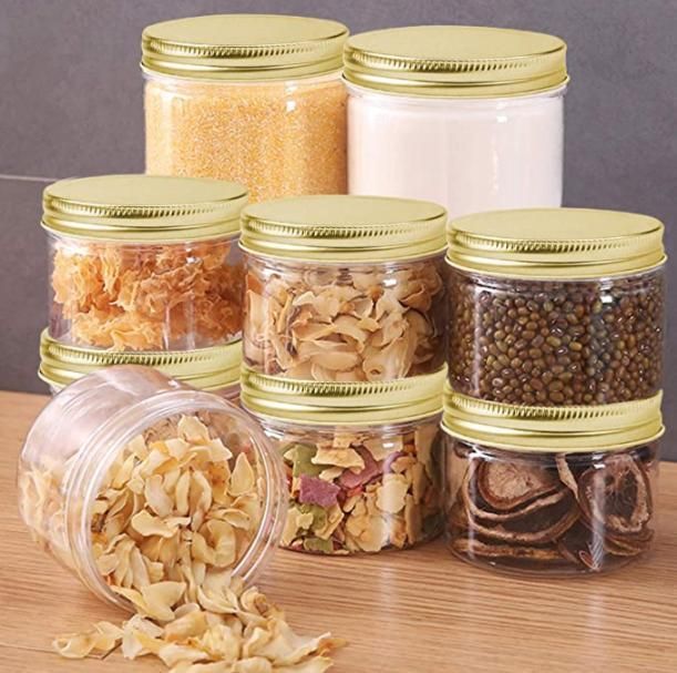 Food Grade Pet Container Plastic Jars for Peanut Butter Honey Cookie Cake Snacks Chips Nuts Grain Food Jars with Screw Top Lid