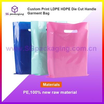 Custom Print LDPE HDPE Die Cut Handle Garment Bag