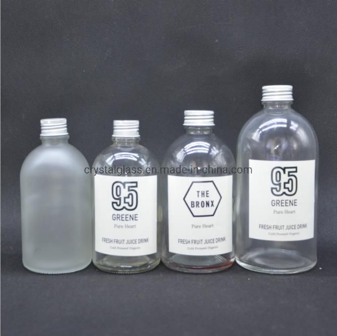 250ml 350ml 500ml New Boston Style Frosted Glass Round Beverage Bottles Milk /Juice Drinking Bottle for Sale