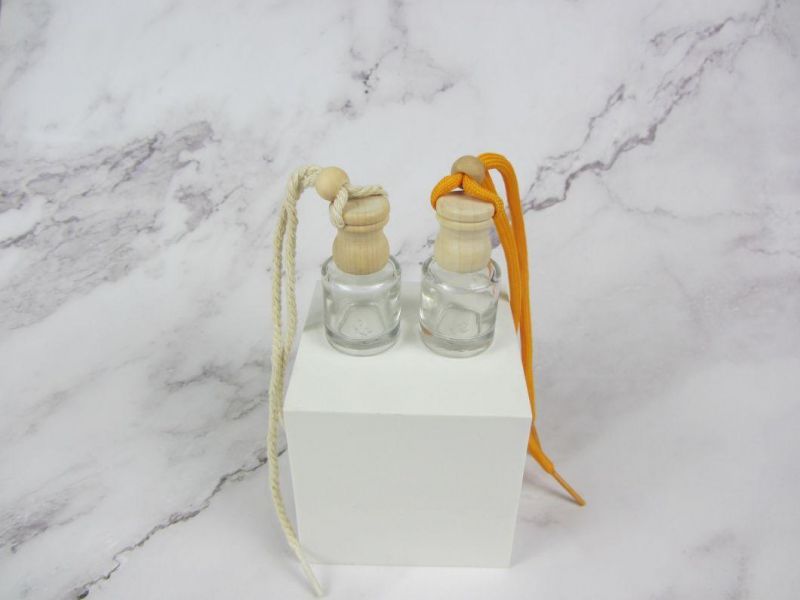 Hanging Car Glass Perfume Bottle with Wooden Cap