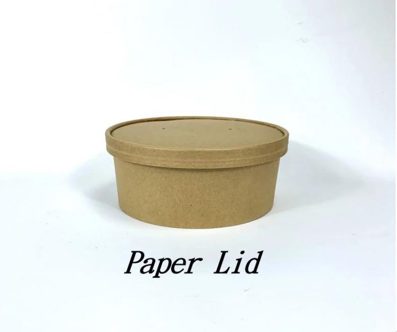 Disposable Compostable Custom Printing Paper Salad Bowl with Pet/PP Lid