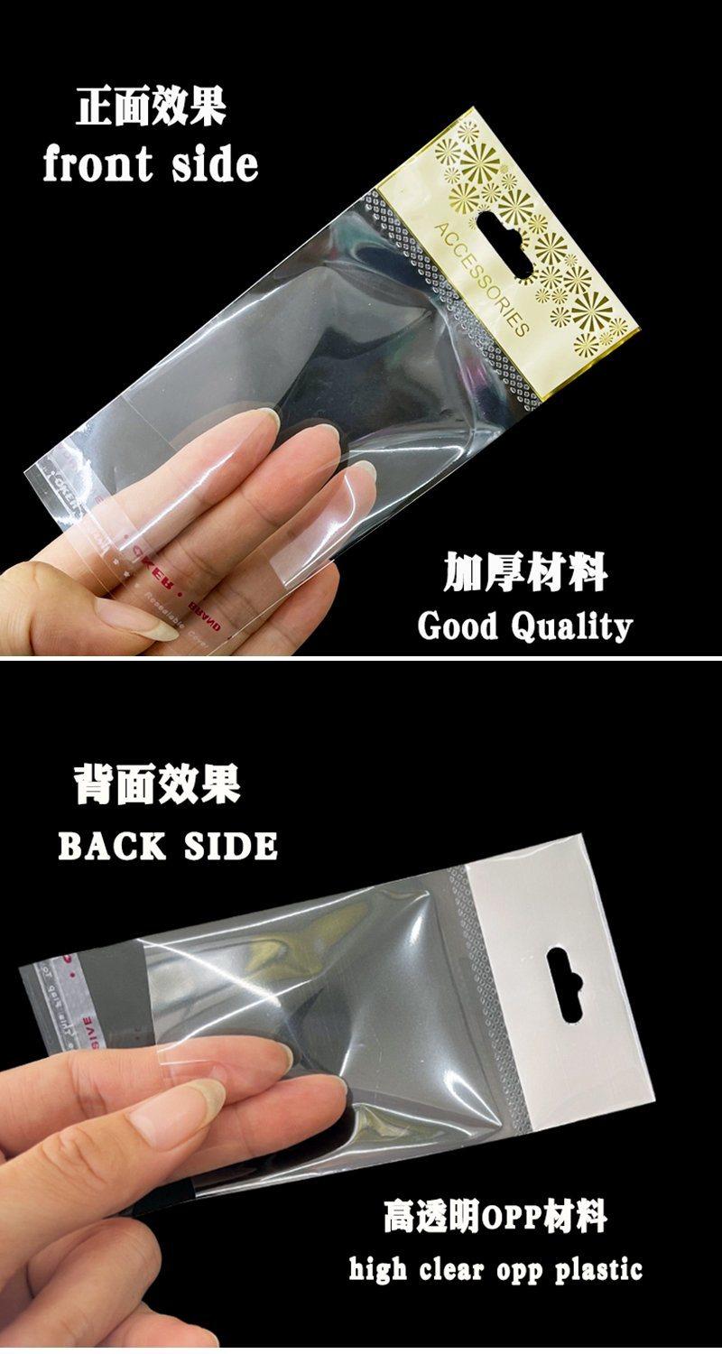 Fashion Golden Header Card Pouch Self Adhesive Seal OPP Bags