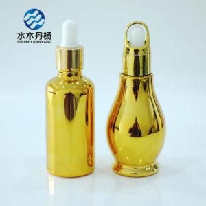 UV Coated 50ml Stock Dropper Glass Bottle Gold Essential Oil Bottle