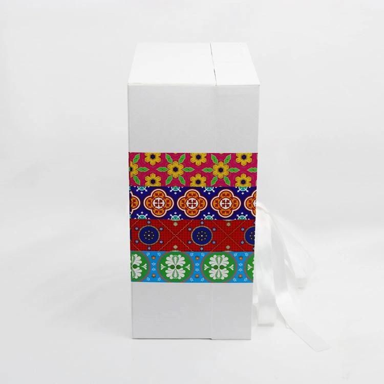 Custom Fine Quality Luxury Cardboard Magnetic Closure Flip Gift Boxes with Ribbon