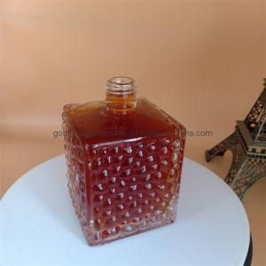 Hot Sale Square 50cl 70cl 75cl Whisky/Xo/Rum/Gin/Vodka Clear Glass Bottle with Screw Cap