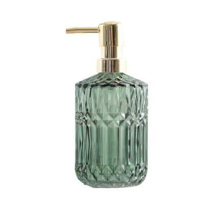 400ml Diamond Design Glass Refillable Hand Soap Bottle with 304 Rust Proof Stainless Steel Pump for Bathroom