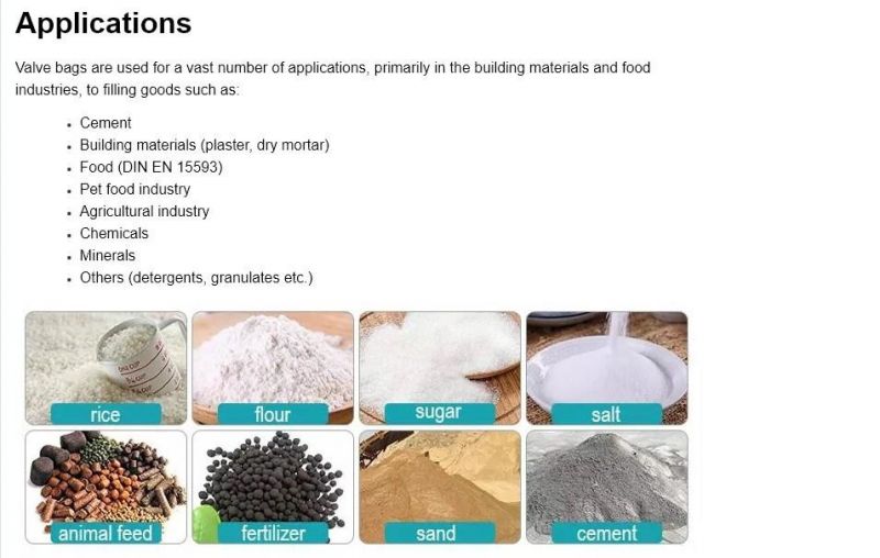 Polypropylene Ad Star White Valve Bag for Powder Cement Food 25kg 50kg