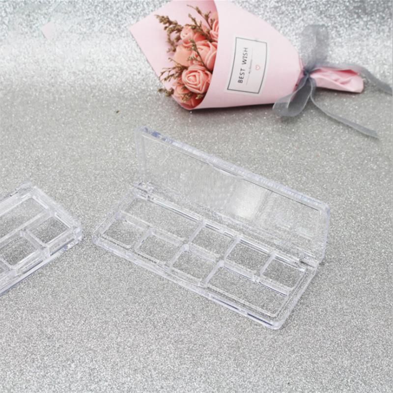 Logo Accepted 8 Colors Clear Square Plastic Eye Shadow Cosmetic Packaging Case Transparent Eyeshadow Container
