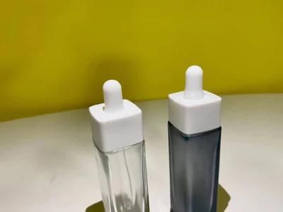 Cosmetic Square Frosted Clear White Rectangular Glass Bottle 30 Ml