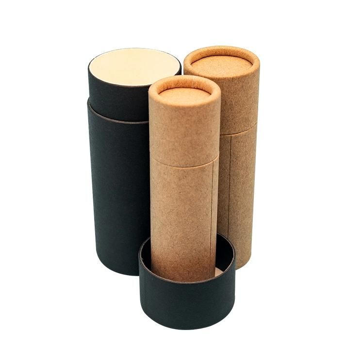 Luxury Print Kraft Black Round Deodorant Paper Tubes