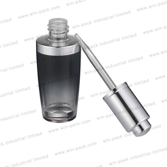 Gradient Black Plastic Cosmetics Containers Oil Lotion Pump Dropper Bottle 30ml