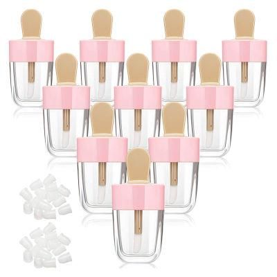 Wholeslae 8ml Empty Luxury Cute Cosmetic Packaging Lipstick Balm Lip Gloss Containers Tube with Pink Blue Brush