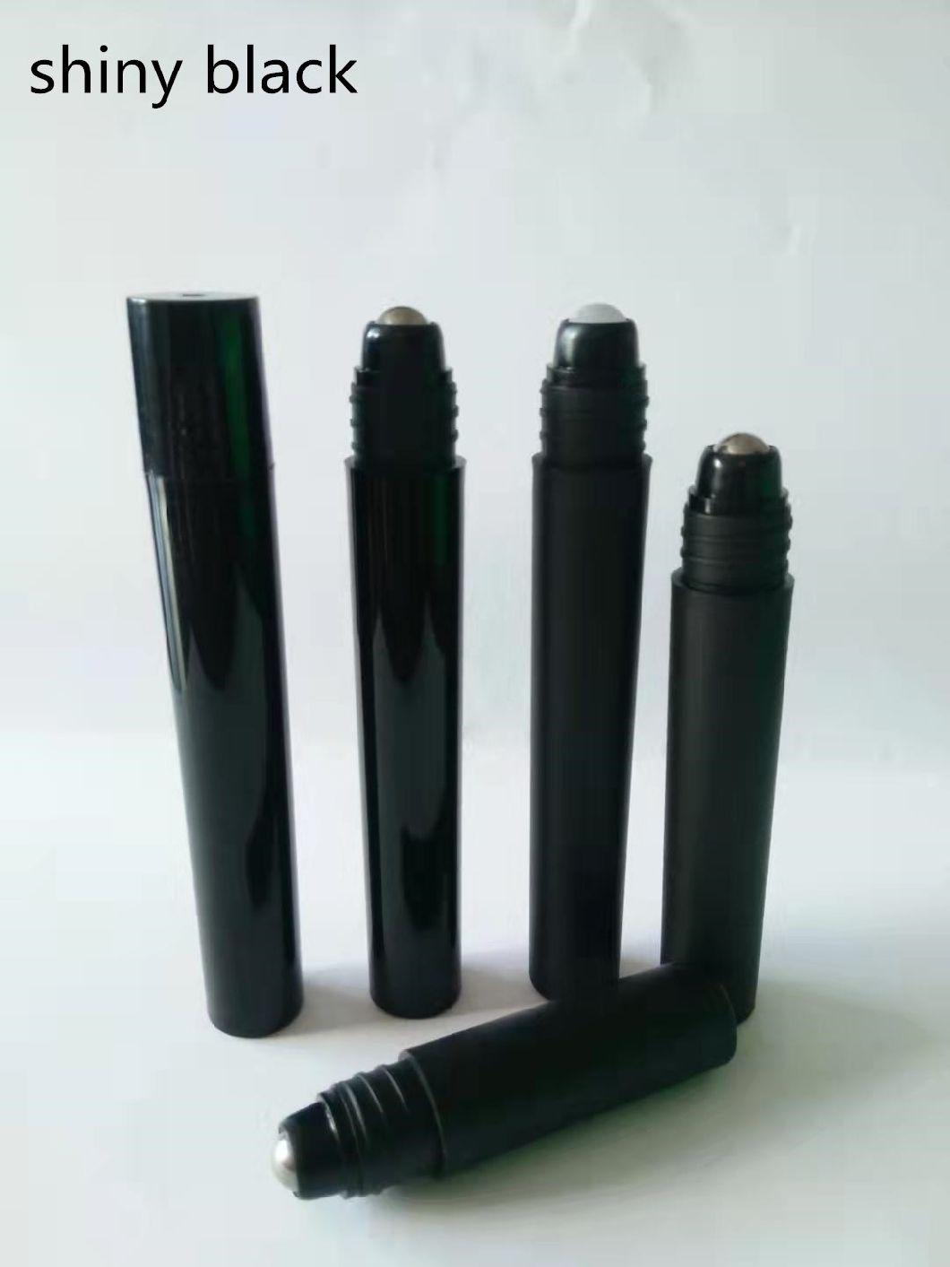 3ml 5ml 8ml Matte Black Plastic Roll on Bottle W/Golden Plastic Cap