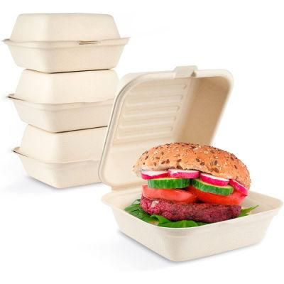 6&quot; Sugar Cane Biodegradable Takeaway Box Bento Burger Box