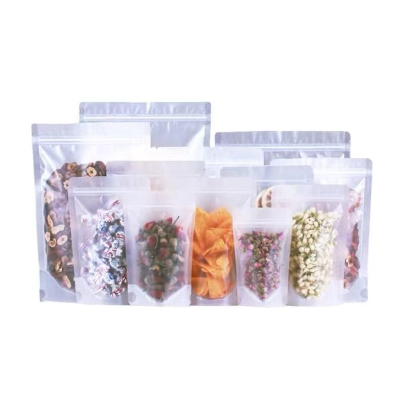 Food Grade PE Transparent Resealable Stand up Pouch Heat Seal Zipper Plastic Flat Bottom Bag