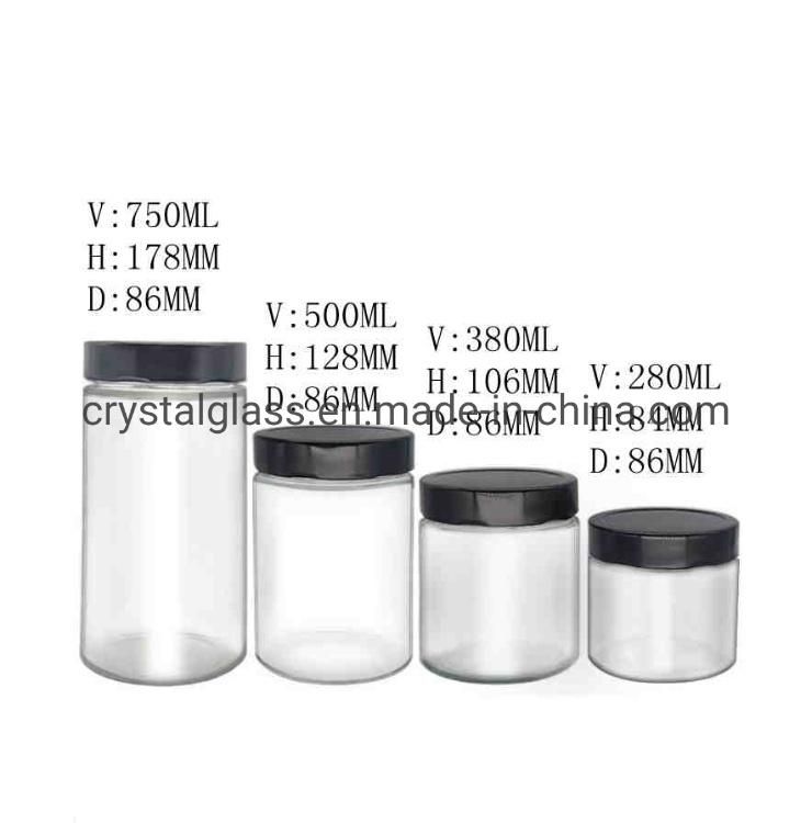 32oz 16oz 12oz 8oz 6oz 4oz 2oz 1oz Cylinder Transparent Storage Honey Glass Jars with Screw Plastic Caps