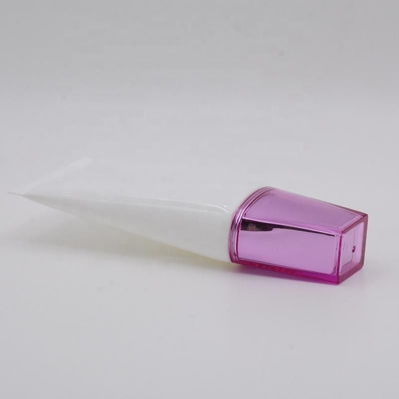 Plastic Cosmetic Packaging Tube with Unique Pink Square Acrylic Cap