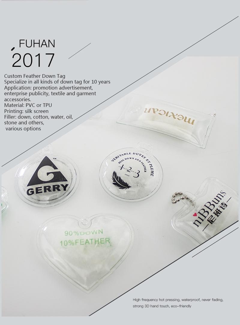 Supply Down Filled Plastic Hang Tag for Kids Garment