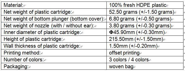 Silicone Empty Plastic Cartridge, 300ml Sealant Cartridge, 100% Fresh HDPE Plastic Made