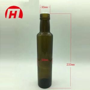 Empty Square Green Olive Oil Glass Bottle