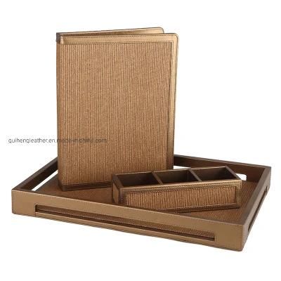 Hotel Guestroom Amenities Durable Colorful Leather Drawer Box with Cup Pad