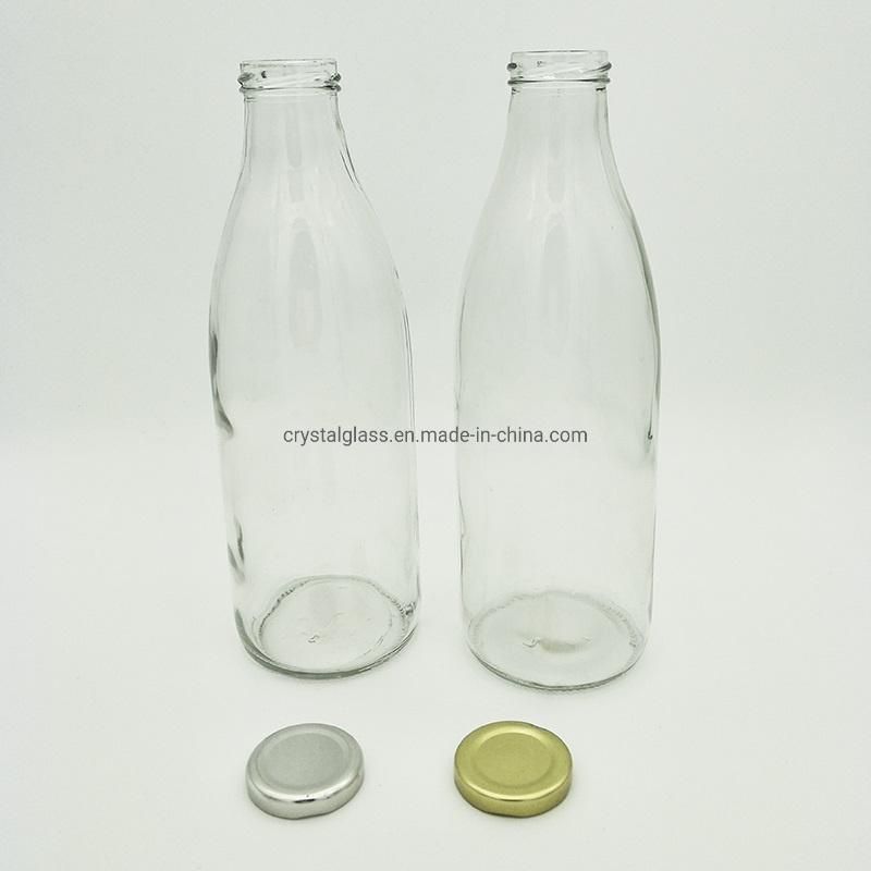 200ml 250ml 500ml 1 Liter Round Empty Fresh Milk or Yogurt Glass Bottle with Metal Caps