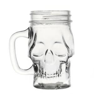Glass Jars Suppliers Storage Skeleton-Shaped Juice Beverage Drinking Cup Food Jar Glass with Handle