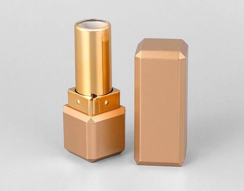 High Quality Luxury Gold Square Frosted Lipstick Empty Case Lip Balm Tubes Container