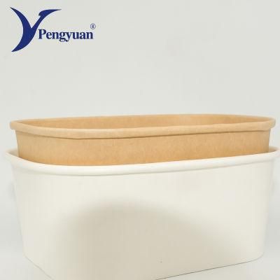 Disposable Paper Bowl Large Square Kraft Paper Salad Bowl