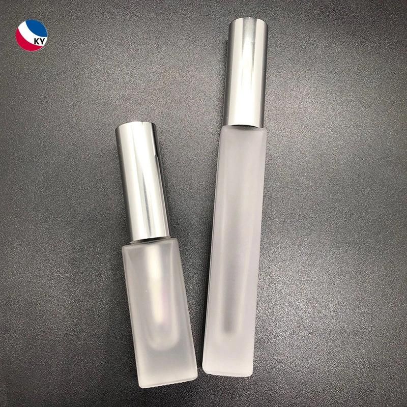 5ml 10ml Square Shape Clear Frosted Lipgloss Tube Glass Mascara Bottle with Aluminum Cap