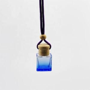 5ml/10ml/15ml Glass Square Perfume Bottle Hanging Car Perfume Bottle with Wooden Lid