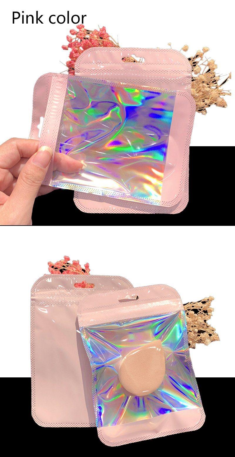 Holographic Film Plastic Bag White Bag Cosmetic Zipper Bags