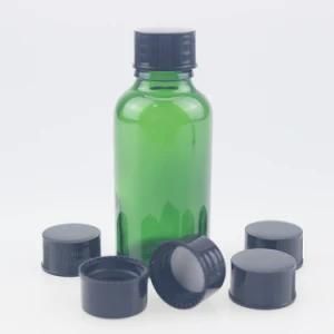 30ml Green Glass Bottle for Essential Oil Bottle with 18mm PP Plastic Child Proof Screw Caps