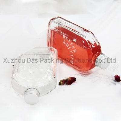 Spot Flat 250ml Glass Juice Bottle Packaging with Aluminum or Plastic Cover Leakage Plug