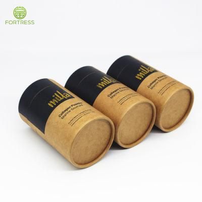 Custom Round Brown Paper Tube with Metal Lid for Chocolate