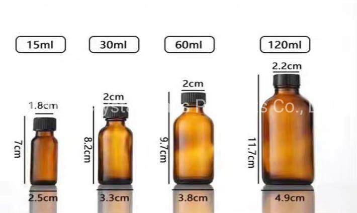 8oz Boston Round Frosted Amber Glass Bottle with Cap for Medicine Pharmaceutical Bottle