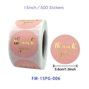 Pink Hot Stamping Thank You Label Sticker Roll