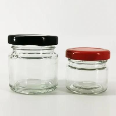25ml 35ml Food Grade Clear Round Glass Mini Candle Jars Mini Honey Jar with Metal Lids