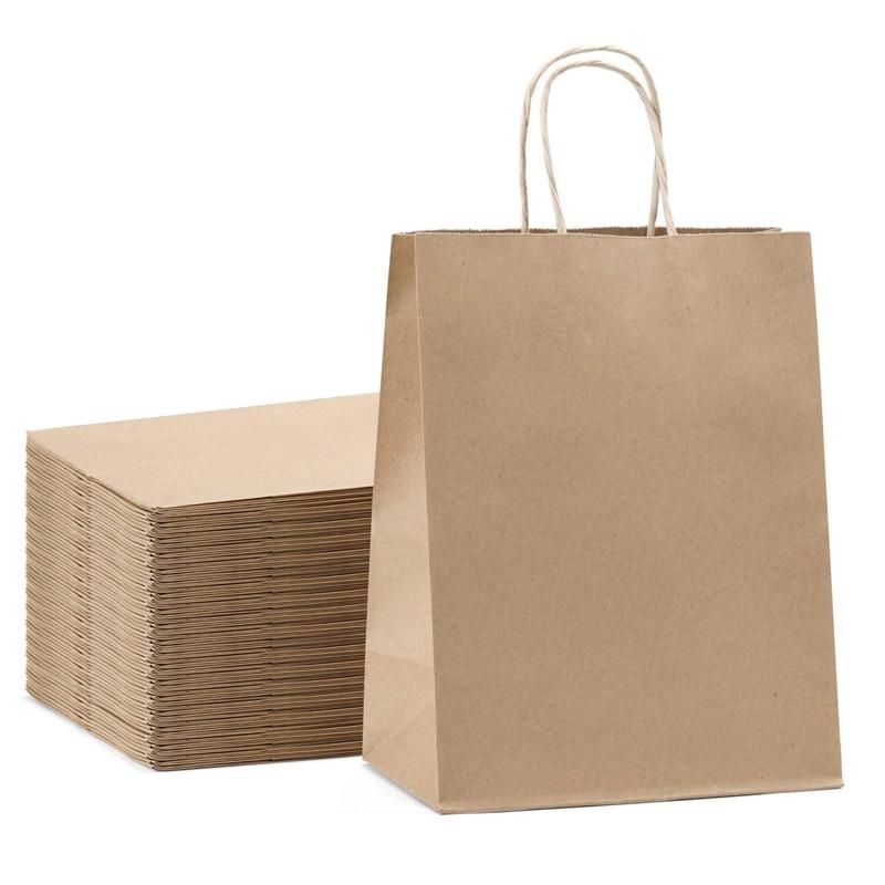 Custom Printing Degradable Eco-Friendly Zipper Sealed Stand Virgin Raw Recycle Kraft Paper Gift Food Bread Coffee Clothes Packaging Shopping Bag with Window