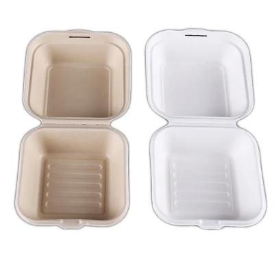 Biodegradable Sugarcane Bagasse Box for Food Packaging Disposable Clamshell Take Away Box