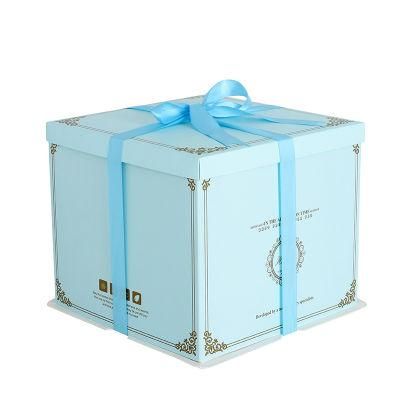 Round Wedding Plastic Cake Packaging 6&prime;&prime; 8&prime;&prime;10&prime;&prime;12&prime;&prime; White Pink Blue Color Birthday Cake Box Window